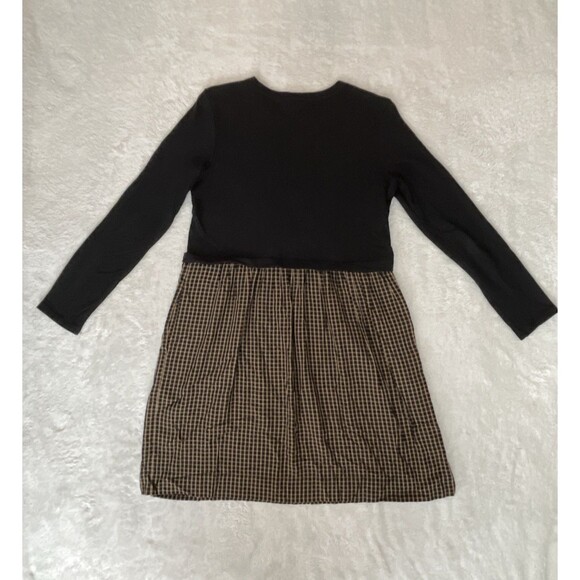 J. Jill Dress Plaid Size S Mixed Media Pocket Flowy Black Checkers Long Sleeve - Picture 6 of 10